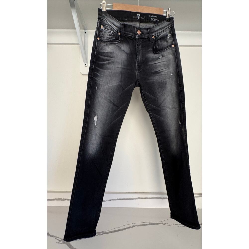 7 For All Mankind The Relaxed Skinny Dark Black Wash Size 27
